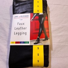 NWT Jane Bleecker Faux Leather Legging Black Size S Smoothing High Waist