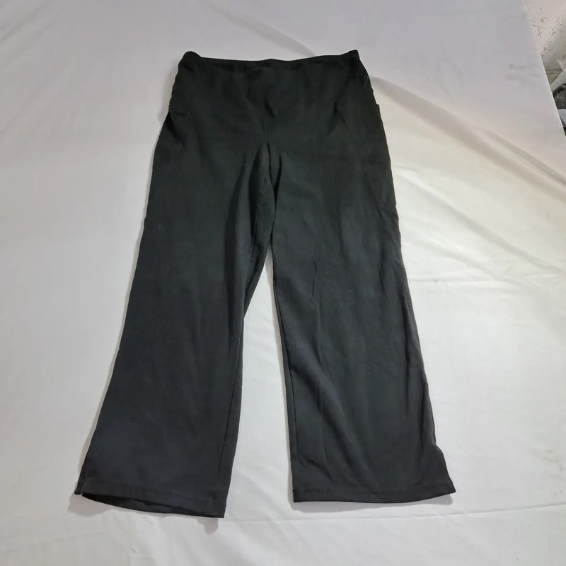 Jockey Womens L Large Black Stretch Pull On Capri Leggings Made in Cambodia