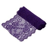 6 Zoll Breites 3 Yard Elastisches Spitzenband Blumenmuster Spitzenbesatz (Lila)