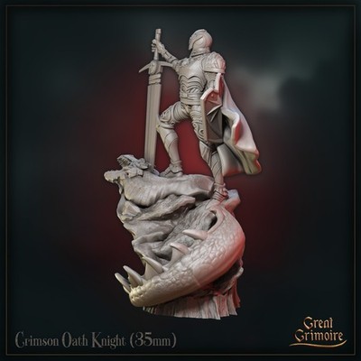 Crimson Oath Knight Dragon Slayer Fighter Paladin Barbarian Miniature | D&D DnD