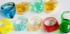 Vintage Lucite Jelly Rings Lot Heart Gem 80s 90s Kids Costume Jewelry Bulk