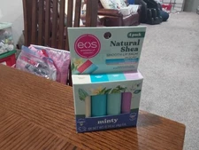 EOS NATURAL SHEA SMOOTH LIP BALM MINTY PACK OF 4 NEW FREE SHIPPING!