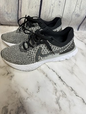 Nike React Infinity Run Flyknit 3 Shoes Womens Size 8  Black Grey Fog  Running