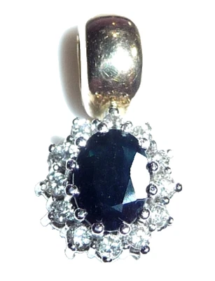 Anhänger 585 Gold 0,30 ct. Diamanten 0,80 ct. Saphir 19,5 mm 2,8g Vario-CLIP - Bild 1 von 4