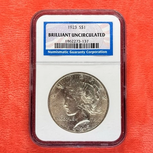 1923 NGC BU Uncirculated Peace Dollar 90% Constitutional Silver Coin Good Date