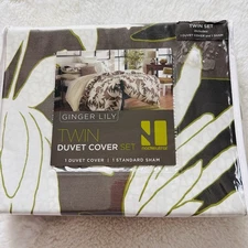 NWT notNeutral Twin Duvet Cover Set “Ginger Lily” – 100% Cotton, Modern Floral