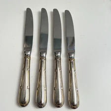 4 Yamazaki ALLEGRA GOLD ACCENT 18/8 Stainless Flatware Dinner Knives Xlnt!