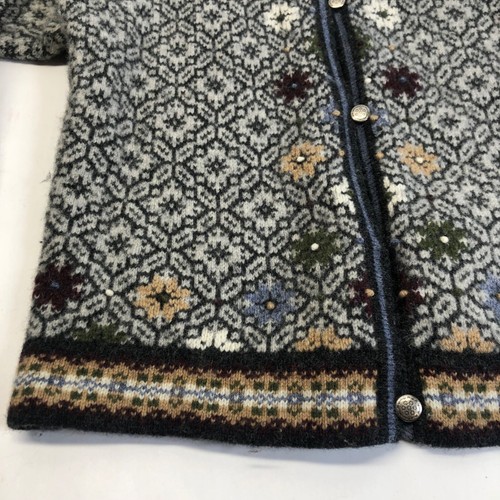 Woolrich Wool Button Up Long Sleeve Women's Sweater Cardigan Floral Size XL - Picture 2 of 14