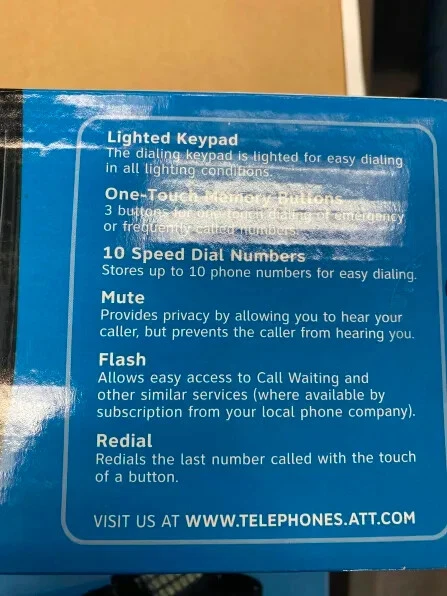 Teléfono con cable AT&T 210 Trimline negro vintage sin abrir con memoria numérica 13 Foto 3 de 4