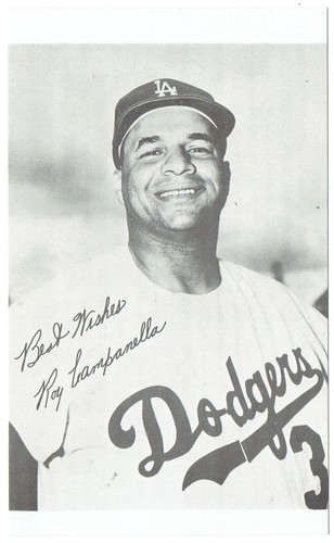 Roy Campanella Los Angeles Dodgers 3x5 Hochglanz Faksimile signierte Baseballkarte