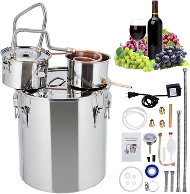 Alcohol Still 10 Gal 38L Water Alcohol Distiller Pot Wine Whisky Brandy Making