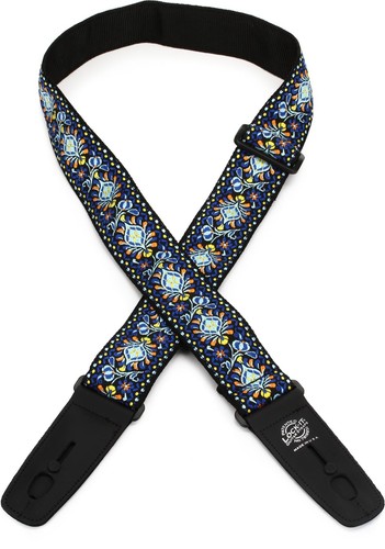 Lock-It Straps Retro Vintage Series jacquard Strap with Locking Ends - Blue