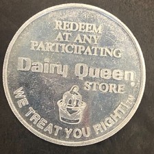 Dairy Queen G/F Free 5oz Sundae or 40c Alum. Token 39mm VGC c1970's-80s
