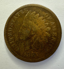 1881 USA Indian Head Cent Coin, G Good
