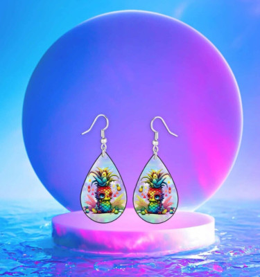 Cute Colorful Pineapple Character Teardrop Earrings