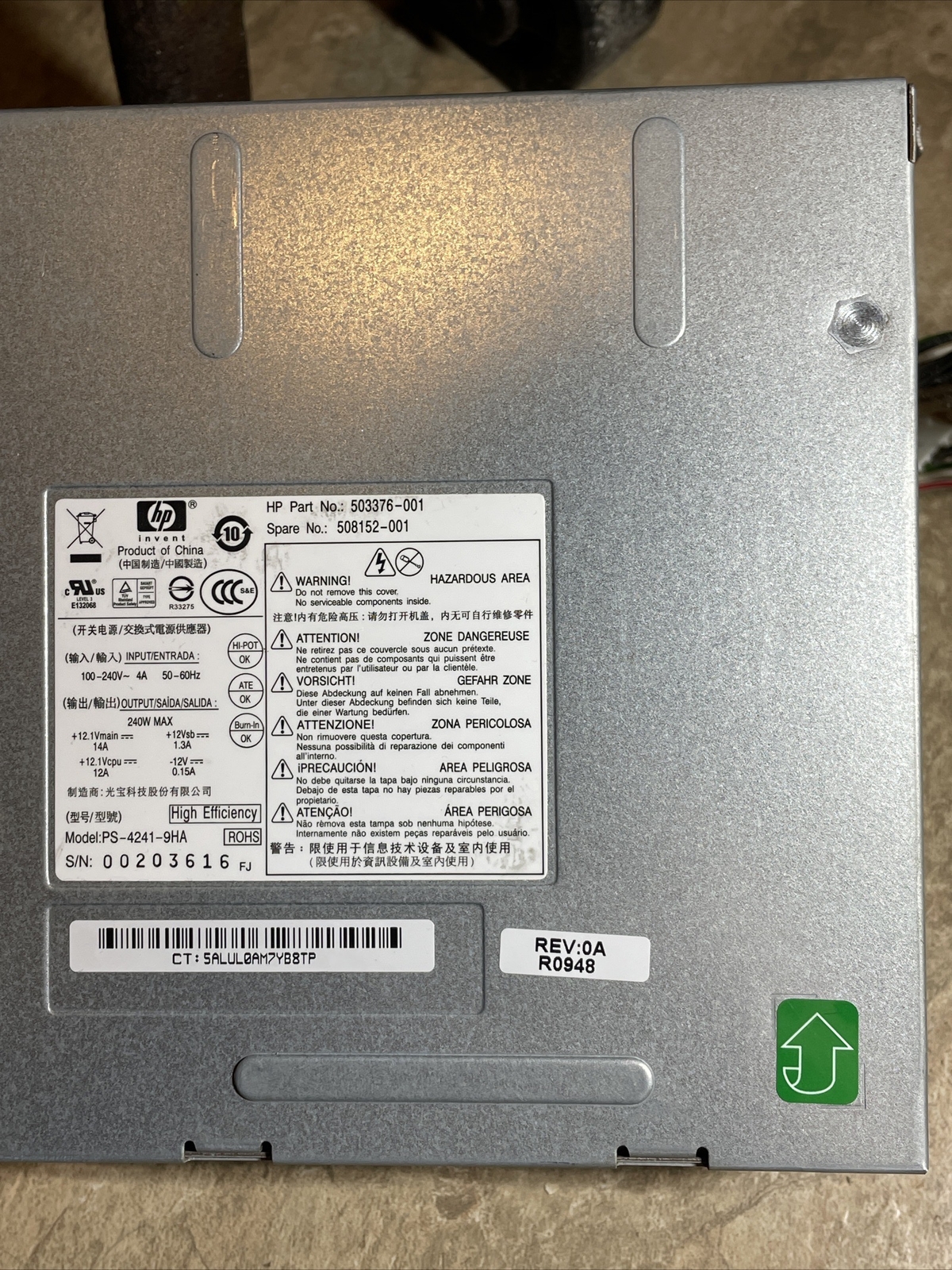 Li-Sun 240W Power Supply Replacement For HP Elite 8000 8100 8200 & Pro 6000 Series SFF Desktops