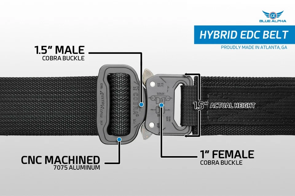 Cinturón híbrido COBRA® EDC 1.5" Blue Alpha - negro, gris, marrón, verde OD **NUEVO** Foto 3 de 4