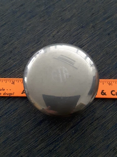 Gump's Pewter Round Mongrammed Container  with Lid Sponge insert removable