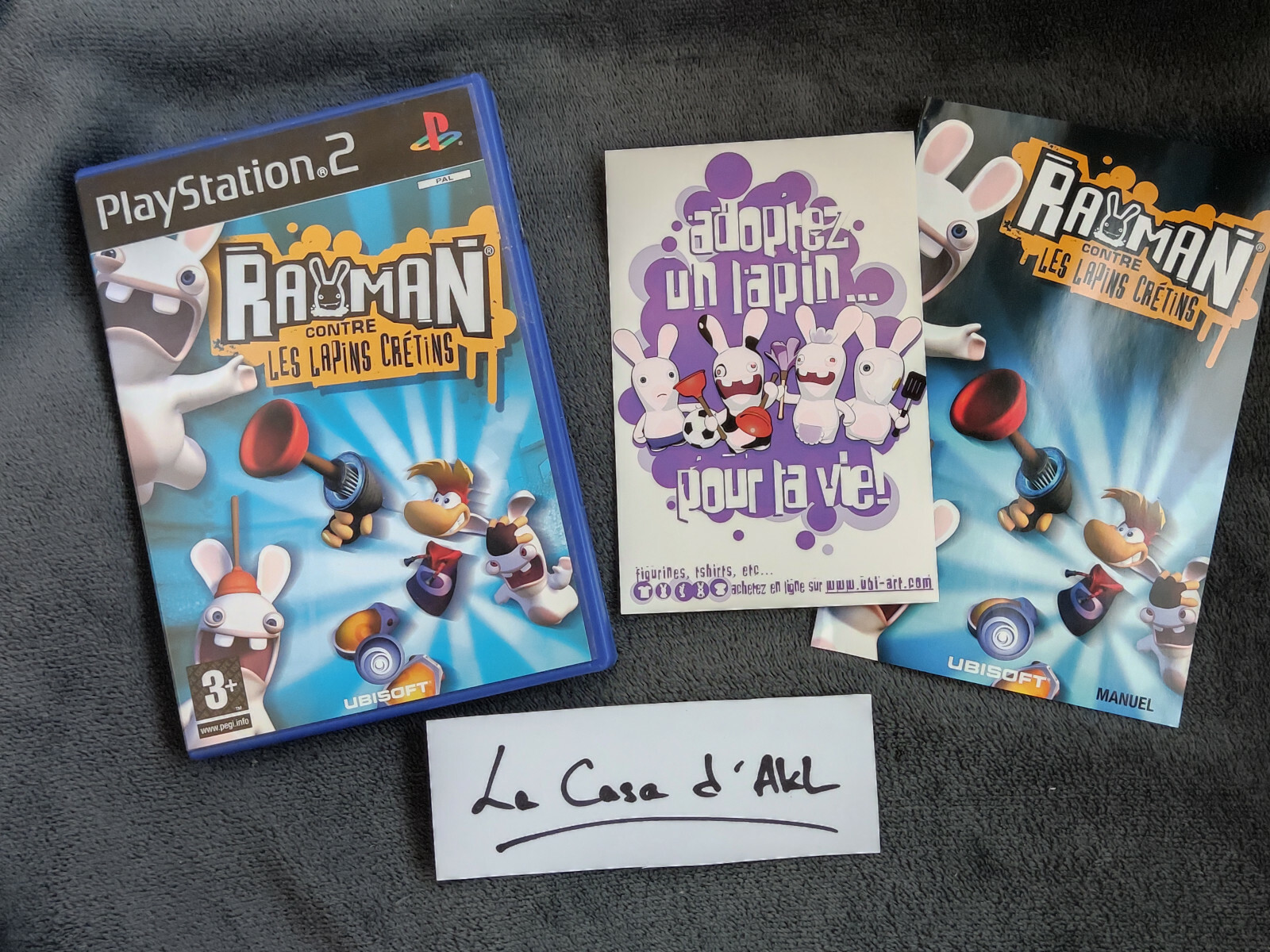 Rayman contre les lapins crétins avec carte postale Playstation 2 PS2 FR TTBE