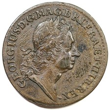 1723 Crowned Rose Rosa Americana 2 Pence Colonial Copper Coin
