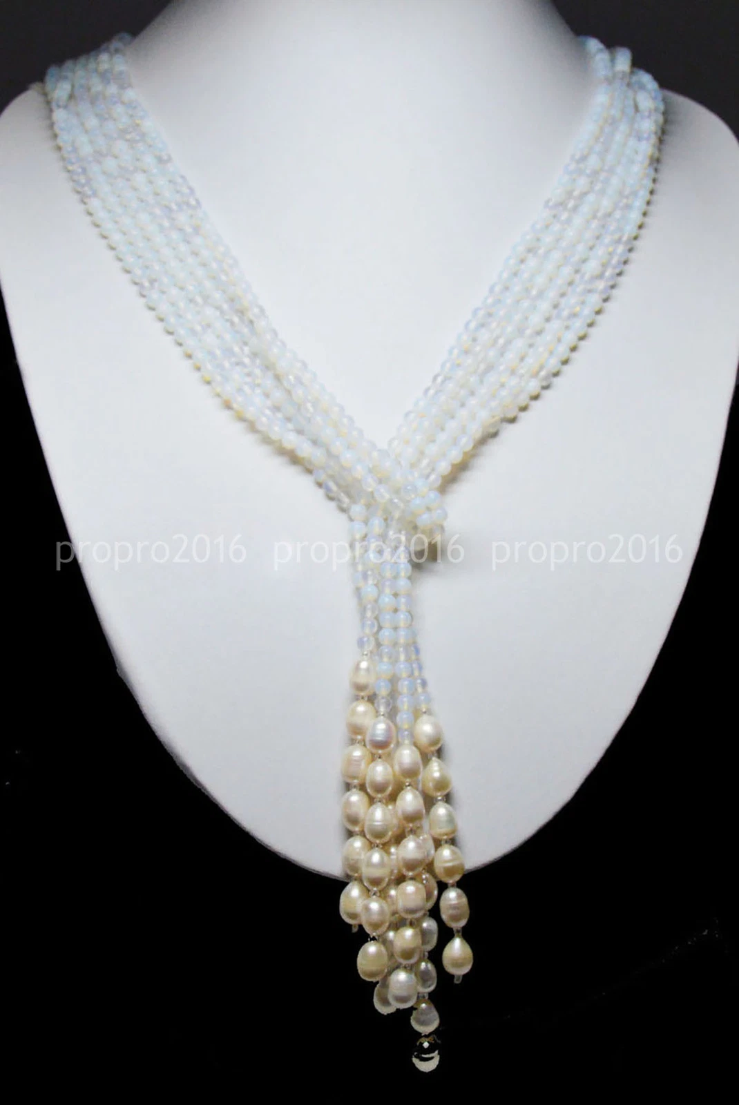 VETEMENTS 3 fili 4 mm perline opale bianche 7 8 mm collana perla lariat riso bianco 50 pollici