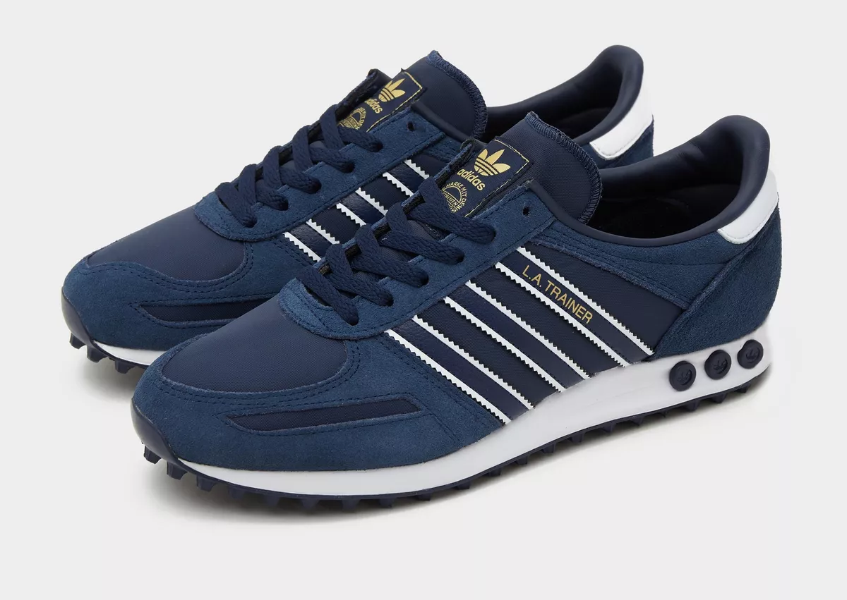 Adidas Originals LA Trainer Men UK 8 8.5 9 10 10.5 Navy Blue White eBay