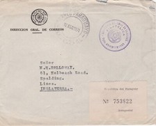 Paraguay 1971 couverture immatriculée envoyée à Spalding Angleterre