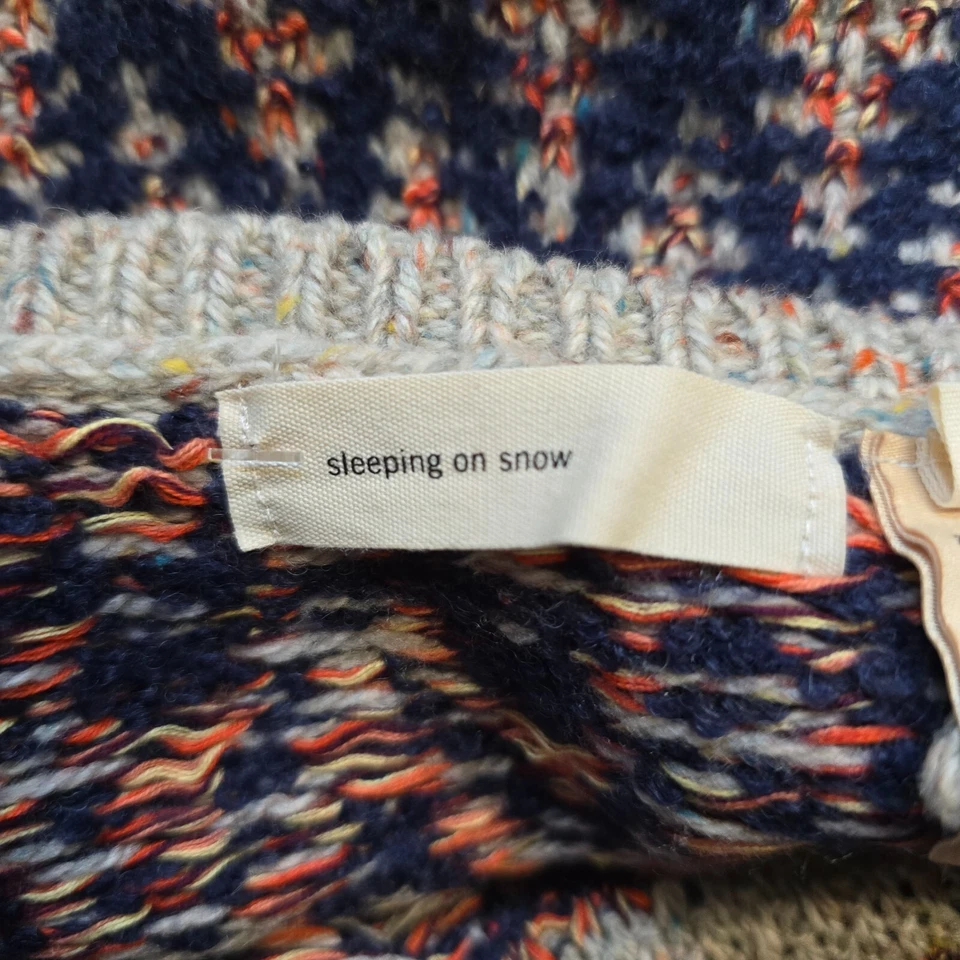 Sleeping On Snow Sweater Women Size Large Tan Wool Fair Isle Poncho Capelet Cape - Image 4 of 4