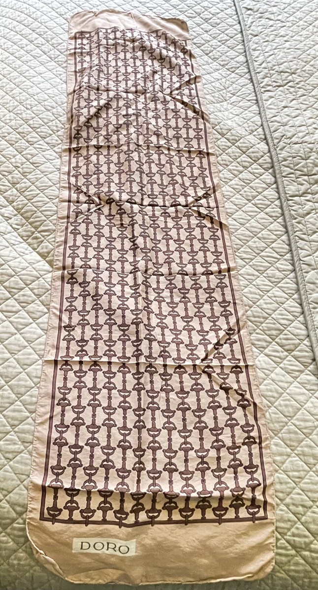 CHICO DORO BRIDLE STIRRUPS STRAPS BROWN Long Silk Scarf