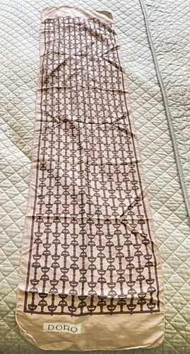 CHICO DORO BRIDLE STIRRUPS STRAPS BROWN Long Silk Scarf