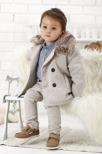 Abito da battesimo maschietto completo beige con cappotto in tweed cod 1745  | eBay