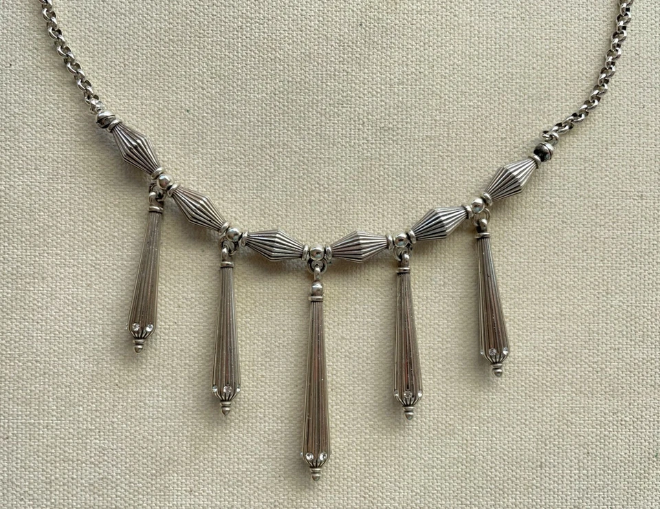 Colar de franjas Brighton Bonjour estilo art déco borlas caneladas rolo corrente 16-18" - Imagem 2 de 4