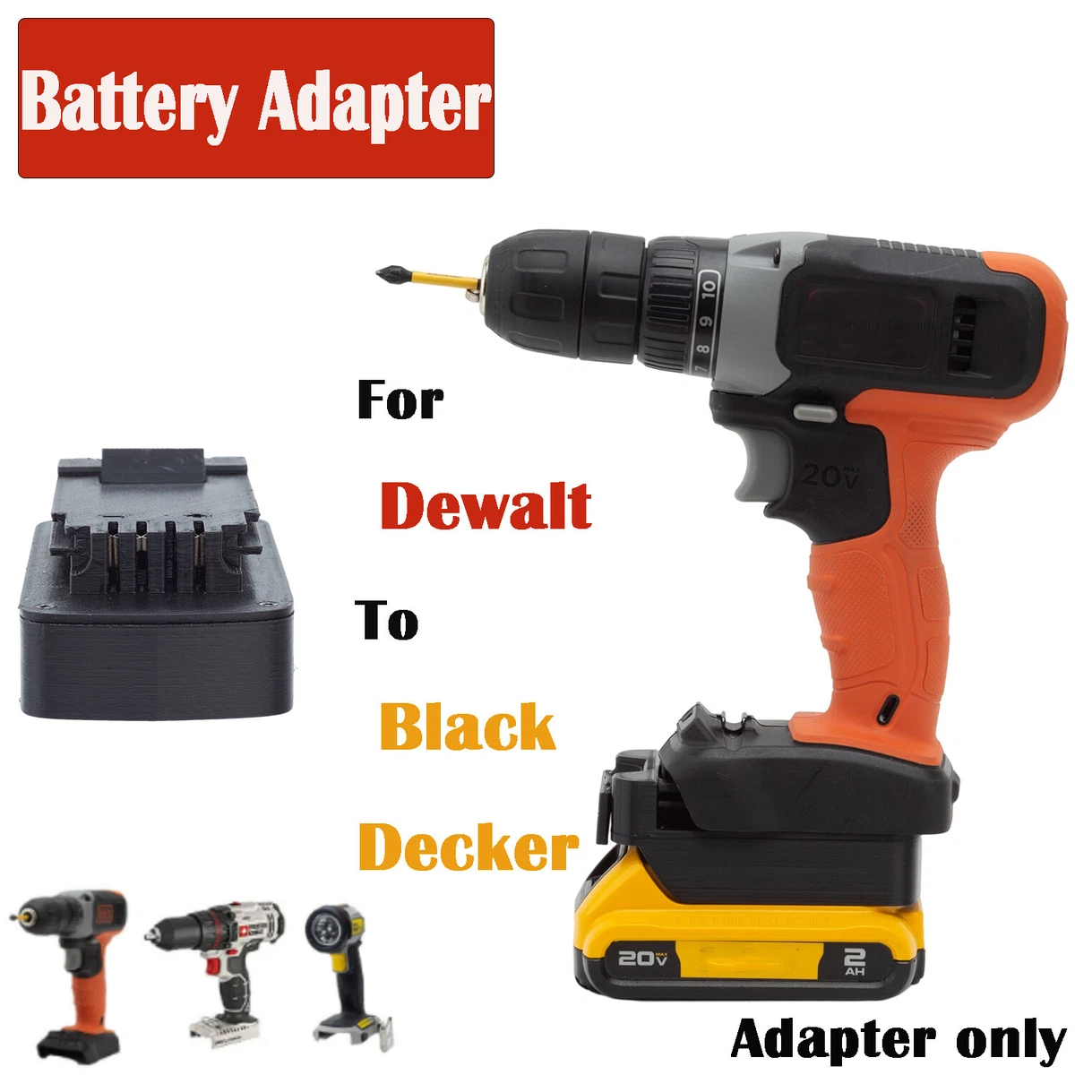 1x Adaptor Upgrade For Black+Decker /Porter Cable 20v Tool To DeWalt 20v  Battery