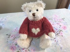 New Gund Teddy Bear Plush W/ Red Heart Sweater 8  