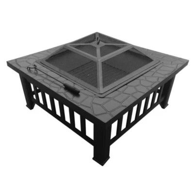 New Outdoor Fire Pit Table W 47 Stone Pattern 81x81cm Bbq