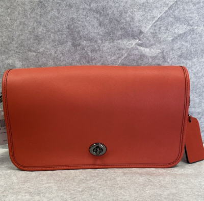 COACH 57325 Turnlock Crossbody DEEP CORAL Smooth Leather Small