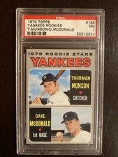 1970 Topps #189 Thurman Munson Rookie Card PSA 7