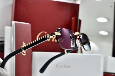 Cartier Decor C Wood Rimless dark blue Frame Sunglasses Glasses