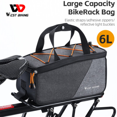 Bike Rack Bags 6L Large Capacity Bike Rear Seat Rack Bag Cycling Trunk Bag SDE