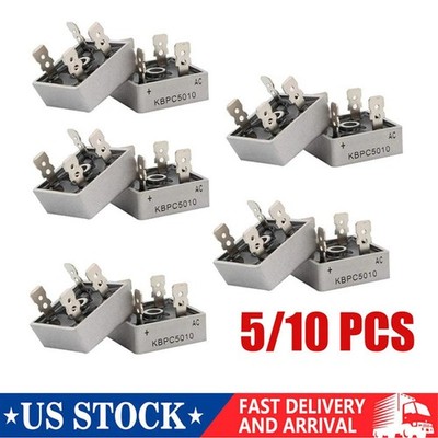 5/10Pcs 1000V 50A Metal Case Single Phase Diode Bridge Rectifier KBPC5010 HOT 