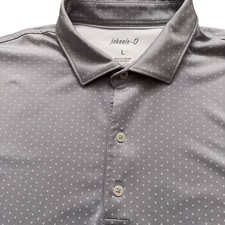 Johnnie-O Polo Shirt Mens Size L Short Sleeve Performance Golf Polka Dot Gray