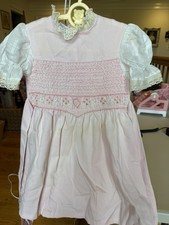 Polly Flinders Vintage Hand Smocked Pink Flowers Dress Girls 5