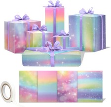Wrapping Paper Birthday Gift Set,8 Sheets Multi - Purple Pink 