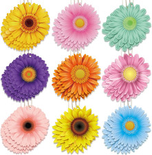 27 Pcs Spring Flower Wooden Ornaments for Tree Spring Sunflower Hanging Decor Fl