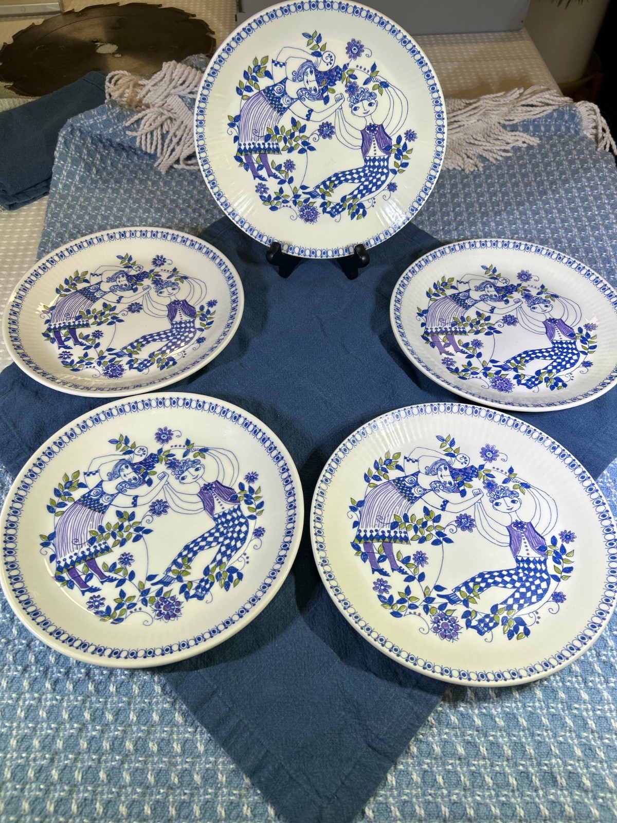 Figgjo Flint Norway Turi Design Lotte 8" Salad Plates Handpainted Silkscreen 2