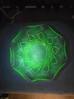 Vtg Hazel Atlas Green Uranium Glass Diamond Arches Serving Bowl Depression 9"