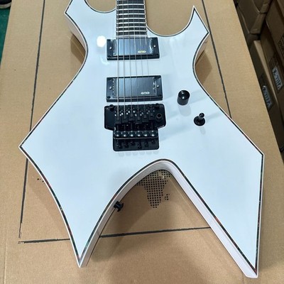 White Warlock Style Electric Guitar HH Pickups Floyd Rose Tremolo