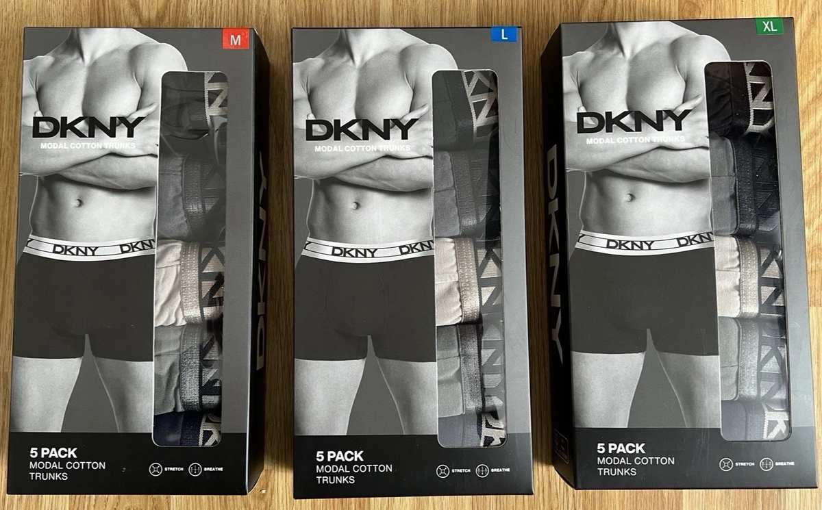 NEW DKNY 5 PAIR Men SOFT Cotton Trunk Boxer Shorts M L XL MIXED