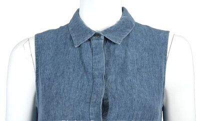 BROCK COLLECTION Denim Blue Linen Woven Sleeveless Midi Dress M | eBay
