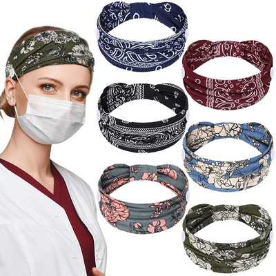 WILLBOND 6 Pieces Nursing Headbands with Buttons for Nurses Doctor Women Boho Ba